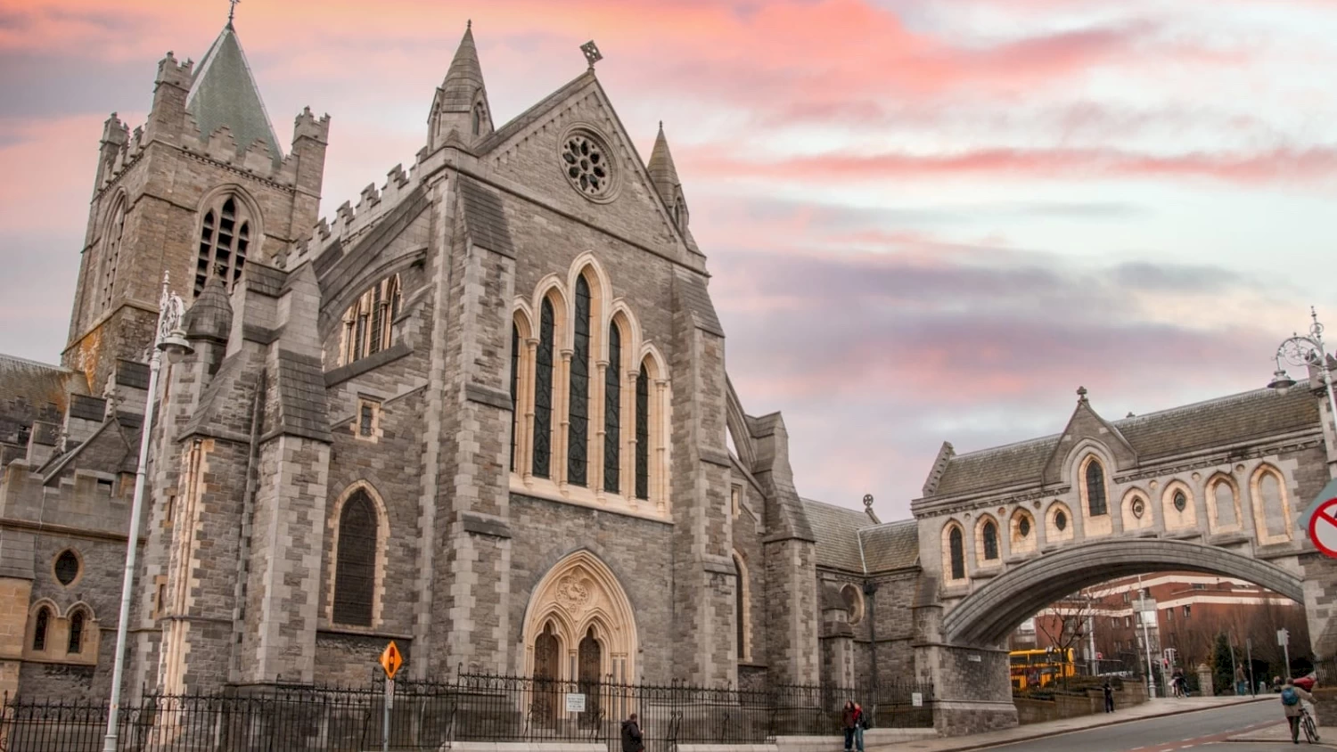 Expansive view of the historic Long Room library in Trinity College Dublin.