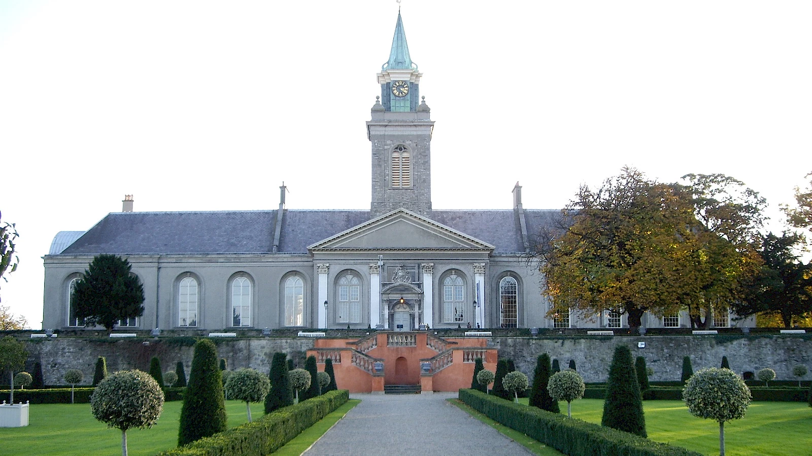 Expansive view of the historic Long Room library in Trinity College Dublin.